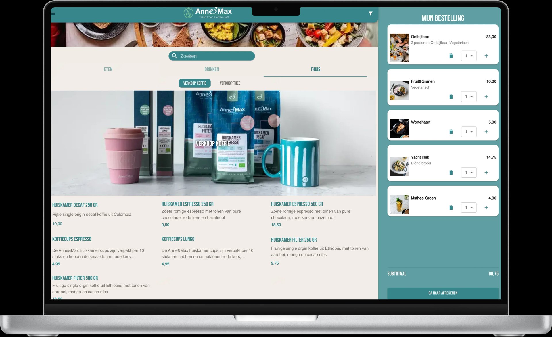 Anne&Max webshop - branded online ordering solution with brand identity